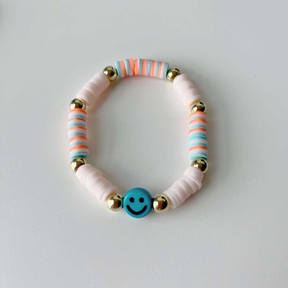 Smiley Clay Beaded Elastic Bracelet Jewelry